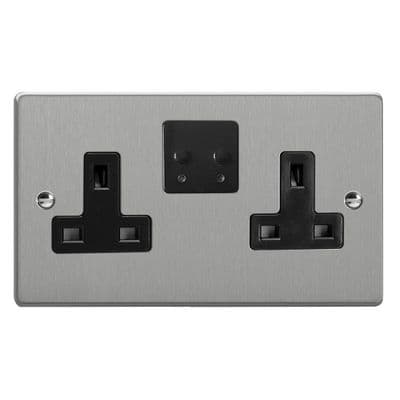 Varilight XDE5VSB.BS Essential Brushed Steel 2 Gang 13A WiFi Socket for V-Pro Smart Supla
