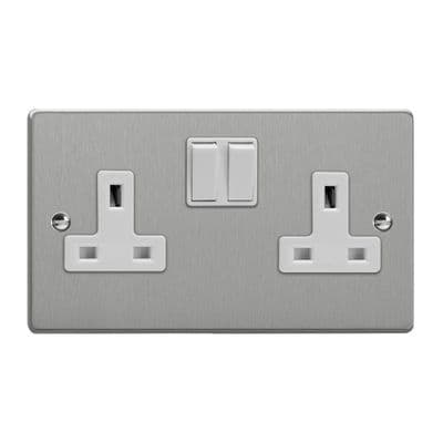 Varilight XDE5W.BS Essential Brushed Steel 2 Gang 13A DP Switched Socket