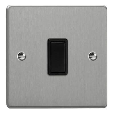 Varilight XDE7B.BS Essential Brushed Steel 1 Gang 10A Intermediate Rocker Switch
