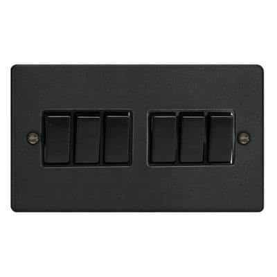 Varilight XDE96B.MB Essential Matt Black 6 Gang 10A 1 or 2 Way Rocker Switch