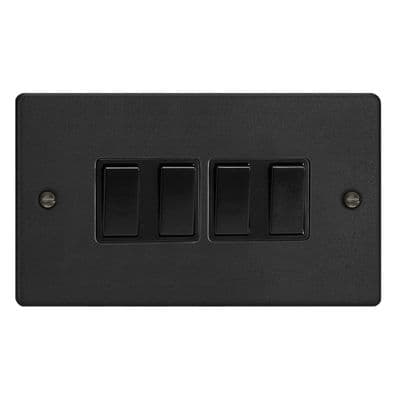 Varilight XDE9B.MB Essential Matt Black 4 Gang 10A 1 or 2 Way Rocker Switch
