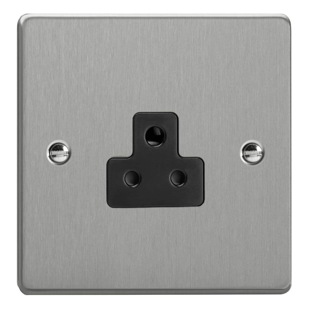 Varilight XDERP2AB BS Essential Brushed Steel 1 Gang 2A Round Pin Socket