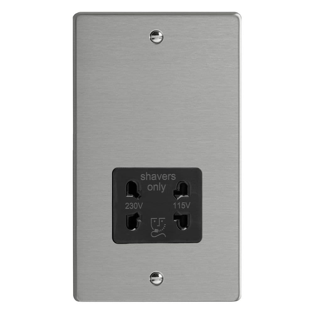 Varilight XDESSB BS Essential Brushed Steel Dual Voltage Shaver Socket ...