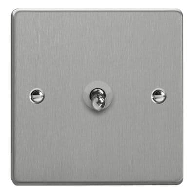 Varilight XDET1.BS Essential Brushed Steel 1 Gang 10A 1 or 2 Way Toggle Switch