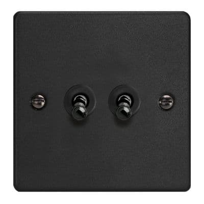 Varilight XDET77.MB Essential Matt Black 2 Gang 10A Intermediate Toggle Switch