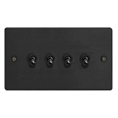 Varilight XDET9.MB Essential Matt Black 4 Gang 10A 1 or 2 Way Toggle Switch
