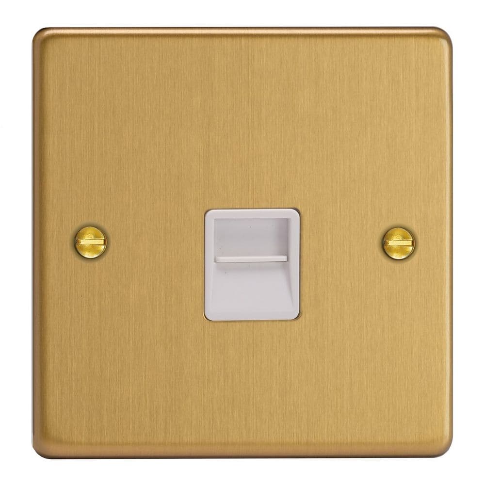 Varilight XDETMW BB Essential Brushed Brass 1 Gang Telephone Master Socket