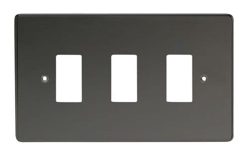 Varilight XDIPG3 PowerGrid Iridium Black 3 Gang Grid Plate (Twin Plate)
