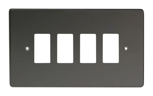 Varilight XDIPG4 PowerGrid Iridium Black 4 Gang Grid Plate (Twin Plate)