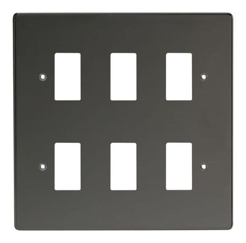 Varilight XDIPG6 PowerGrid Iridium Black 6 Gang Grid Plate (Double Twin Plate)