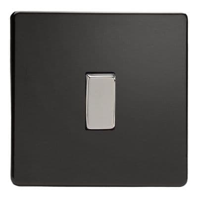 Varilight XDL1S Screwless Premium Black 1 Gang 10A 1 or 2 Way Rocker Light Switch