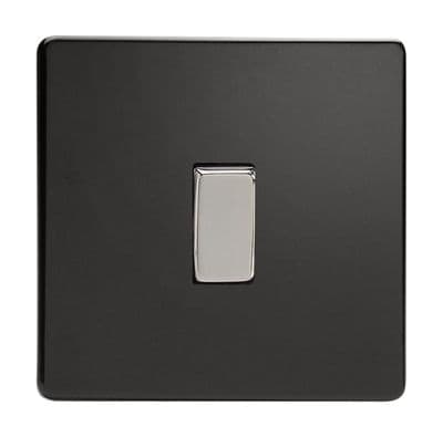 Varilight XDL1S Screwless Premium Black 1 Gang 10A 1 or 2 Way Rocker Light Switch