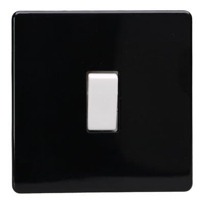 Varilight XDL1WS Screwless Premium Black 1 Gang 10A 1 or 2 Way Rocker Switch