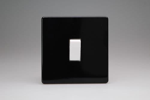 Varilight XDL1WS Screwless Premium Black 1 Gang 10A 1 or 2 Way Rocker Switch