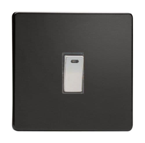 Varilight XDL20NDS Screwless Premium Black 1 Gang 20A Double Pole Switch + Neon Indicator