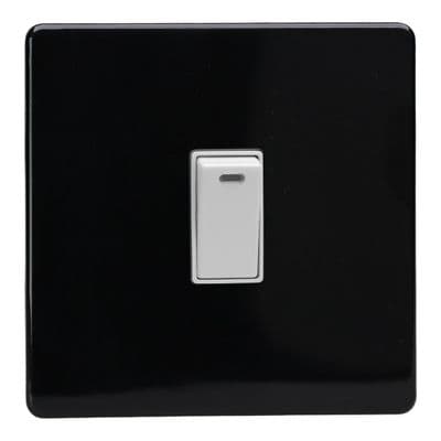 Varilight XDL20NWS Screwless Premium Black 1 Gang 20A DP Rocker Switch + Neon