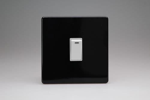 Varilight XDL20NWS Screwless Premium Black 1 Gang 20A DP Rocker Switch + Neon