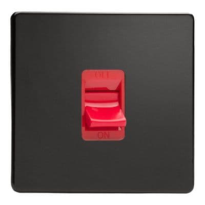 Varilight XDL45SS Screwless Premium Black 45A DP Cooker Switch Single Plate