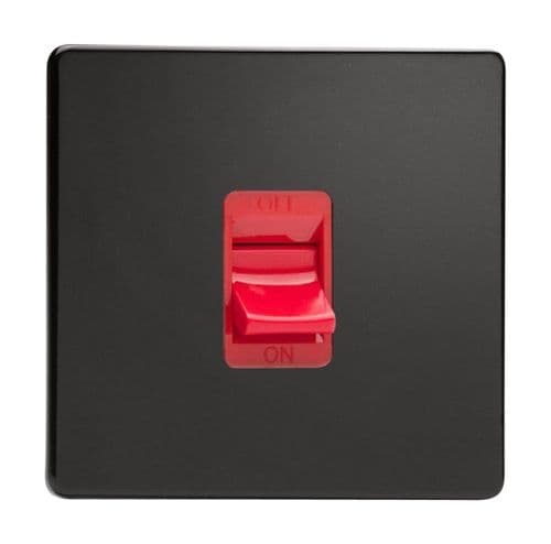 Varilight XDL45SS Screwless Premium Black 45A DP Cooker Switch Single Plate