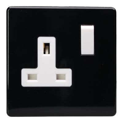 Varilight XDL4WS Screwless Premium Black 1 Gang 13A DP Switched Socket
