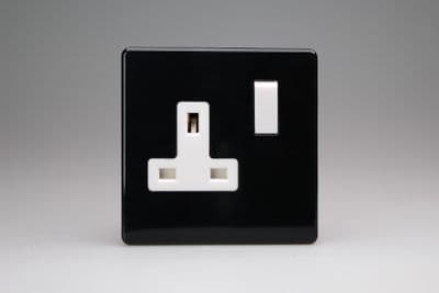 Varilight XDL4WS Screwless Premium Black 1 Gang 13A DP Switched Socket