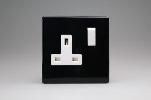 Varilight XDL4WS Screwless Premium Black 1 Gang 13A DP Switched Socket