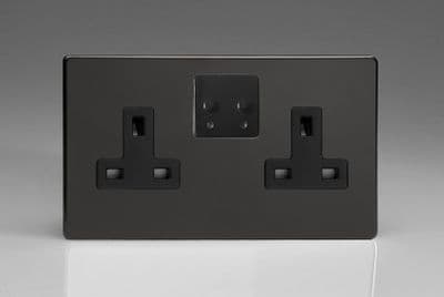 Varilight XDL5VSBS Screwless Premium Black 2 Gang 13A Wi-Fi Socket for V-Pro Smart Supla