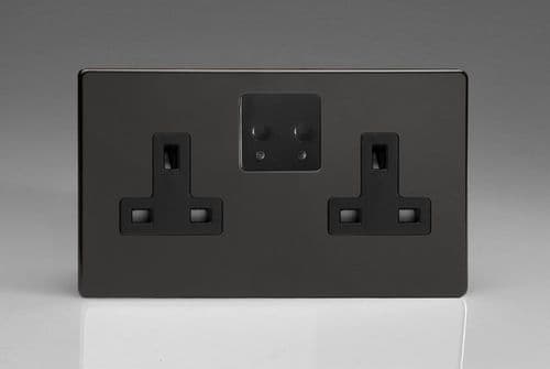 Varilight XDL5VSBS Screwless Premium Black 2 Gang 13A Wi-Fi Socket for V-Pro Smart Supla