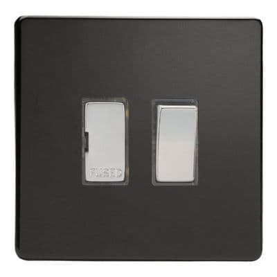 Varilight XDL6DS Screwless Premium Black 1 Gang 13A Switched Fused Spur