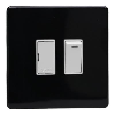 Varilight XDL6NWS Screwless Premium Black 1 Gang 13A Switched Fused Spur + Neon