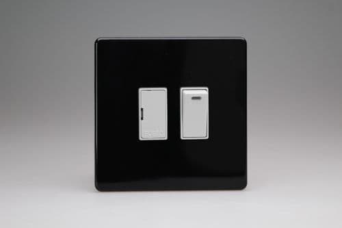Varilight XDL6NWS Screwless Premium Black 1 Gang 13A Switched Fused Spur + Neon