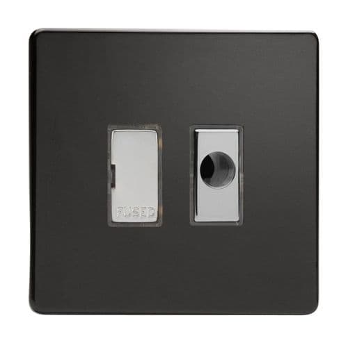 Varilight XDL6UFODS Screwless Premium Black 1 Gang 13A Unswitched Fused Spur + Flex Outlet