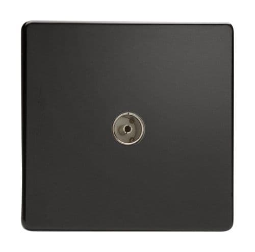 Varilight XDL8S Screwless Premium Black 1 Gang Co-Axial TV Socket