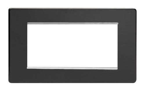 Varilight XDLG4S Screwless Premium Black DataGrid Twin Plate (4 DataGrid Spaces)