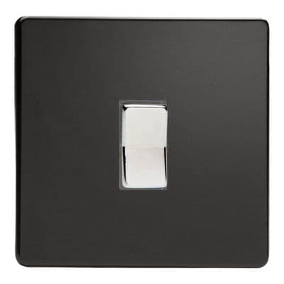 Varilight XDLKR1S Screwless Premium Black 1 Gang 10A 2 Way & Off Retractive Switch