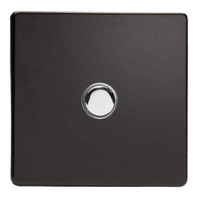 Varilight XDLP1S Screwless Premium Black 1 Gang 6A 1 or 2 Way Push-On/Off Impulse Switch