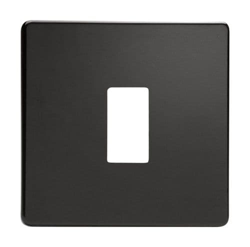 Varilight XDLPGY1S Screwless Premium Black 1 Gang PowerGrid Plate (Single Plate)