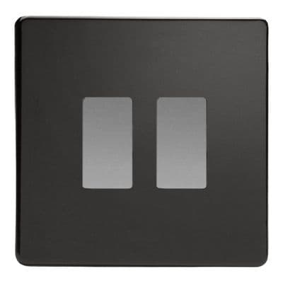 Varilight XDLPGY2S Screwless Premium Black 2 Gang Grid Plate (Single Plate)
