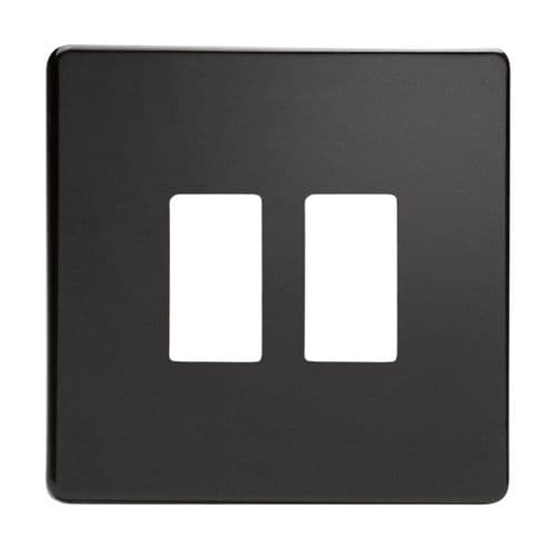 Varilight XDLPGY2S Screwless Premium Black 2 Gang Grid Plate (Single Plate)