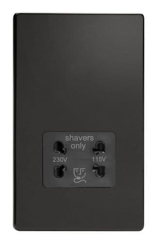 Varilight XDLSSBS Screwless Premium Black Dual Voltage Shaver Socket 230V/115V