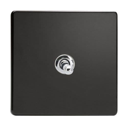 Varilight XDLT7S Screwless Premium Black 1 Gang 10A Intermediate Toggle Light Switch