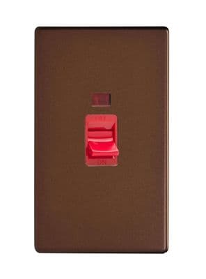 Varilight XDM45NS Screwless Mocha 45A DP Cooker Switch Vertical Twin Plate + Neon