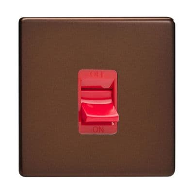 Varilight XDM45SS Screwless Mocha 45A DP Cooker Switch Single Plate