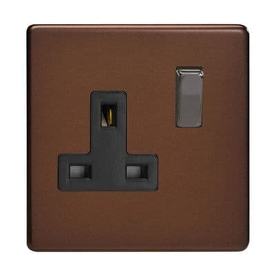 Varilight XDM4BS Screwless Mocha 1 Gang 13A DP Single Switched Plug Socket
