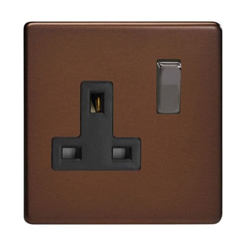 Varilight XDM4BS Screwless Mocha 1 Gang 13A DP Single Switched Plug Socket