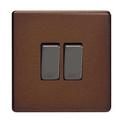 Varilight XDM71S Screwless Mocha 2 Gang 10A Rocker Light Switch (1 x Intermediate 1 x 2W)