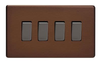 Varilight XDM9S Screwless Mocha 4 Gang 10A 1 or 2 Way Rocker Light Switch
