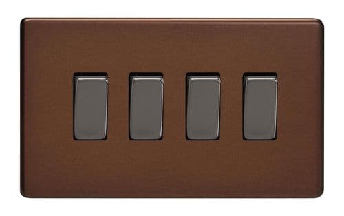 Varilight XDM9S Screwless Mocha 4 Gang 10A 1 or 2 Way Rocker Light Switch
