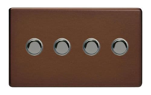 Varilight XDMP4S Screwless Mocha 4 Gang 6A 1 or 2 Way Push-On/Off Impulse Switch