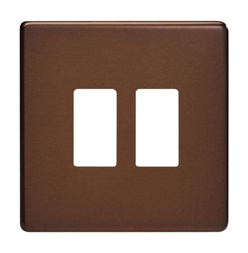 Varilight XDMPGY2S Screwless Mocha 2 Gang Grid Plate (Single Plate)